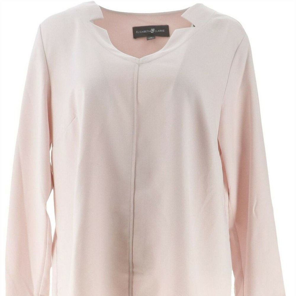 WOMEN'S SIZE 14 Roll-Tab Curved Hem Top PINK